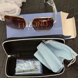 Women's Gold Tone Frame Brown Lens Sunglasses